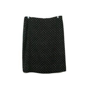 Ann Taylor Skirt Size 10 Black Lined Knee Length Silk Spandex Geometric Print